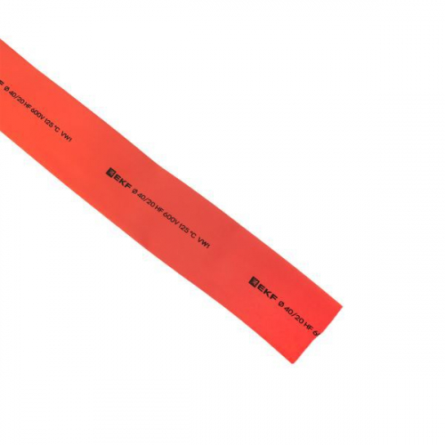 Трубка термоусадочная ТУТ нг 40/20 красн. (уп.50м) EKF tut-40-r фото 4