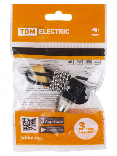 Сонетка-выключатель для бра с цепочкой 3А 250В металлик TDM фото 5