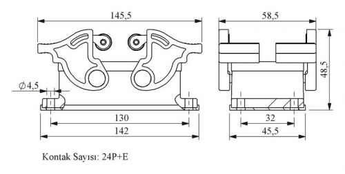 Корпус пустой нижний ввод 4 фиксатора EMAS EBM24GM44 фото 2