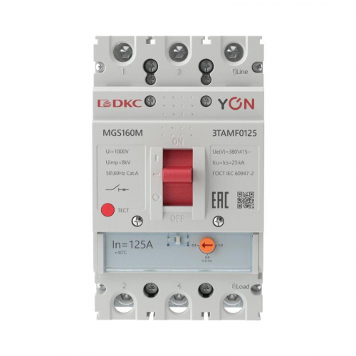 Выключатель автоматический MGS160 3P 100-125A 25kA YON MGS160M-3TAMF0125 фото 2