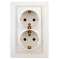 Розетка 2-м СП Plano 1-205-02 16А IP20 250В 2х2P+E Schuko сл. кость Intro Б0053916