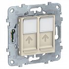 Механизм розетки компьютерная UNICA NEW RJ45 двойная кат.5е UTP беж. SchE NU542044