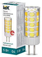 Лампа светодиодная CORN 5Вт капсула 4000К G4 12В керамика IEK LLE-CORN-5-012-40-G4