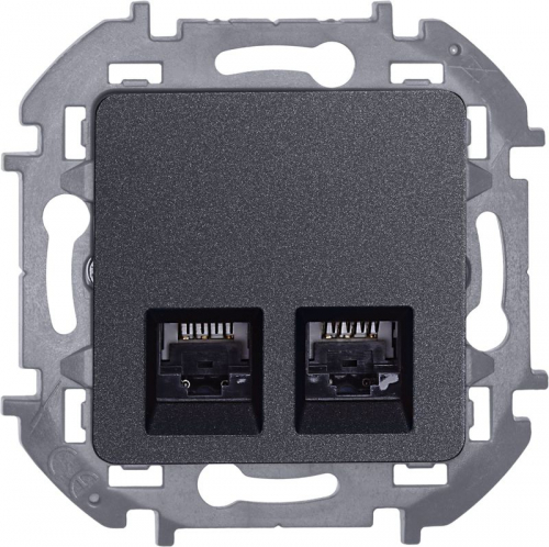 Розетка компьютерная 2-м Inspiria RJ45 кат.6 UTP механизм антрацит IEK 673843 фото 5
