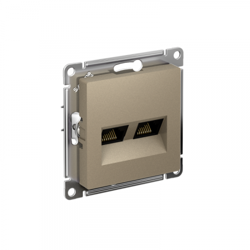 Розетка компьютерная 2-м AtlasDesign RJ45 кат.6A механизм шампань SE ATN000588