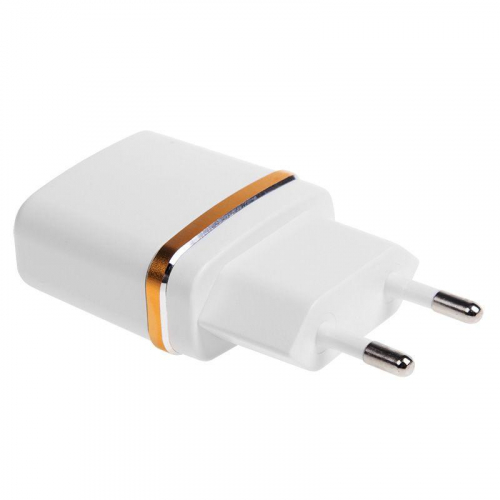 Устройство зарядное сетевое USB (СЗУ) (5В 2100мА) бел. с зол. полоской Rexant 18-2222 фото 2