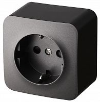 Розетка 1-м ОП 16А IP20 с заземл. защ. шторки антрацит Jasmart FS5501B