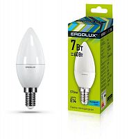 Лампа светодиодная LED-C35-7W-E14-4500K 7Вт свеча матовая 4500К бел. E14 172-265В Ergolux 12135