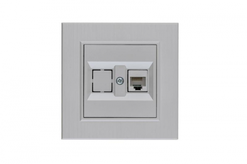 Розетка компьютерная CAT 5+гнездо Karea LINE STAR жемчуж. Makel 86100035
