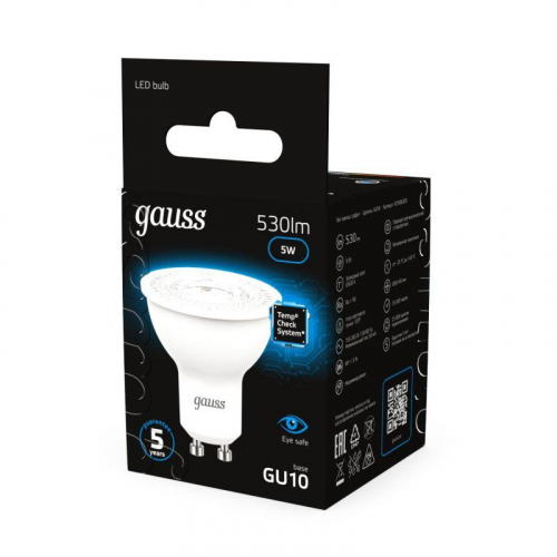 Лампа светодиодная Black 5Вт MR16 софит 6500К холод. бел. GU10 530лм GAUSS 101506305 фото 5