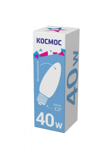 Лампа накаливания 40Вт свеча матовая E27 КОСМОС LKsmSCnFr40E27v2