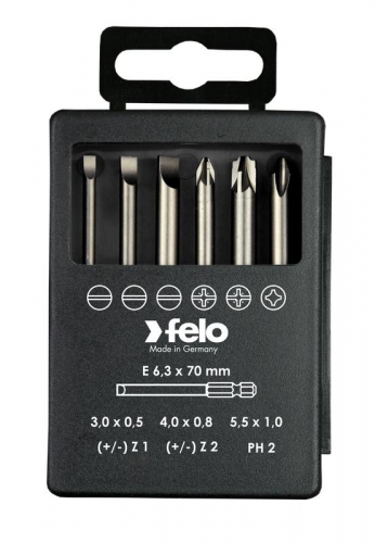 Набор бит SL/Z (+/-) Industrial 70мм в кейсе (уп.6шт) Felo 03192716