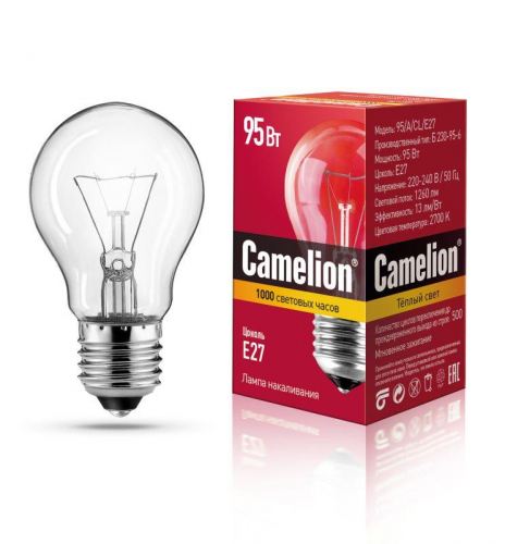 Лампа накаливания A CL 95Вт E27 220-240В Camelion 10279