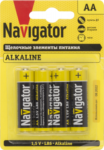 Элемент питания алкалиновый 61 463 NBT-NPE-LR6-BP4 (блист.4шт) Navigator 61463