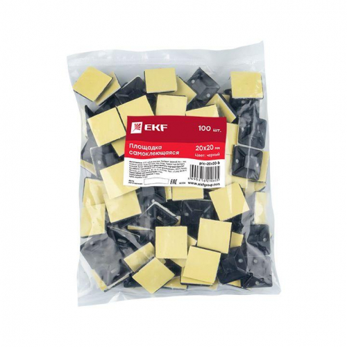 Площадка самоклеящаяся 20х20мм черн. (уп.100шт) EKF plc-20x20-b фото 6