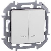 Выключатель 2-кл. Inspiria 10А IP20 250В 10AX с подсветкой/индикацией механизм бел. IEK 673630