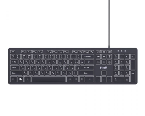 Клавиатура USB 104 кл., мембранная, черная, Windows XP/Vista/7/8/10, MacOS Filum FL-KB25-BK