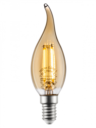 Лампа светодиодная «Винтаж» золотистая WFС37, 7 Вт, 230 В, 2700 К, E14 (свеча на ветру) TDM фото 2