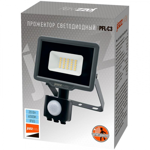 Прожектор светодиодный PFL-C3 SENSOR 20Вт 6500К IP65 ДО закален. прозр. стекло датчик движения инфракрасный Pro JazzWay 5026926A фото 3