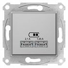 Механизм зарядного устройства USB Sedna 2.1А (2х1.05А) алюм. SchE SDN2710260