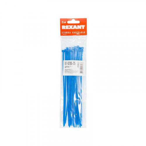 Хомут кабельный 3.6х200 нейл. син. (уп.25шт) Rexant 07-0205-25 фото 4