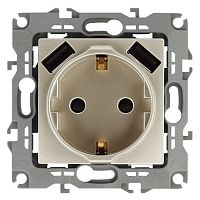 Розетка 16А 250В 2P+E с 2хUSB 5В-3А защ. шторки Эра12 шампань 12-4109-04 ЭРА Б0047843