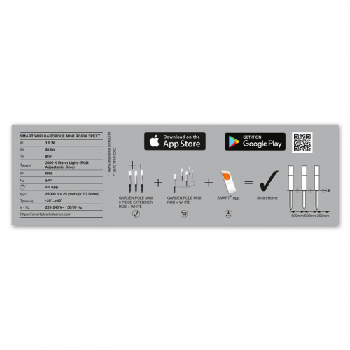 Светильник светодиодный SMART WIFI GARDPOLE MINI 3 элемента RGBW 3PEXT LEDVANCE 4058075478237 фото 4