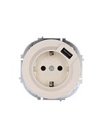 Розетка 1-м СП OSEN с заземл. + USB разъем механизм сл. кость LEZARD 743-9088-181