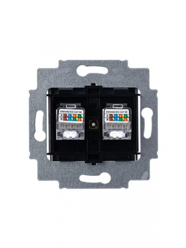 Розетка информационная Levit двойная 2хRJ45 кат. 5e сталь ABB 2CHH295118A6069 фото 3