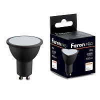 Лампа светодиодная LB-1608 8Вт MR16 4000К GU10 230В корпус черн. FERON 48959