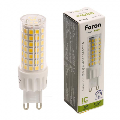 Лампа светодиодная LB-438 10Вт JCD 4000К G9 230В диммир. FERON 51742
