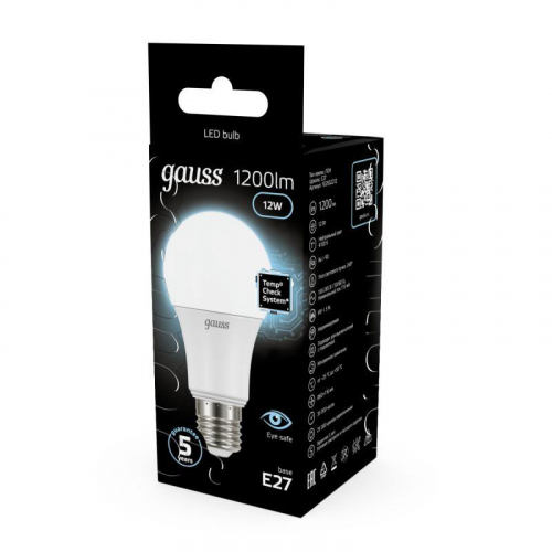 Лампа светодиодная Black 12Вт A60 грушевидная 4100К нейтр. бел. E27 1200лм GAUSS 102502212 фото 3