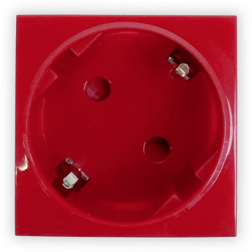 Розетка 2К+З нем.стд., 45х45 мм (mosaic), 2 модуля, красная Filum FL-PWS-1P-RD