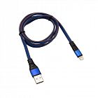 Кабель USB-Lightning 2.4А 1м син. нейлоновая оплетка Rexant 18-7053