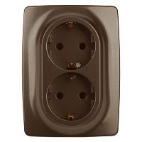Розетка 2-м СП Эра12 12-2106-13 16А IP20 16AX 250В 2х2P+E Schuko бронз. Эра Б0031235