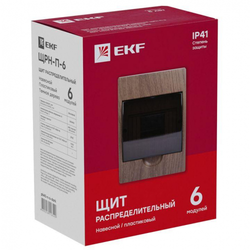 Щит ЩРН-П-6 IP41 темное дерево PROxima EKF pb40-n-6-dark фото 4
