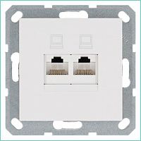 Розетка компьютерная 2-м RJ45 IP20 кат. 6 механизм бел. глянцевый Jasmart G6108W