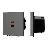 Розетка СП SCT-NOBE-MUAC-SFPL-FC-GR 65Вт QC3 с быстрой USB зарядкой механизм Arlight 054319
