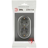 Розетка 2-м СП Arktik 16А IP20 250В с заземл. со шторками графит Эра Б0070459