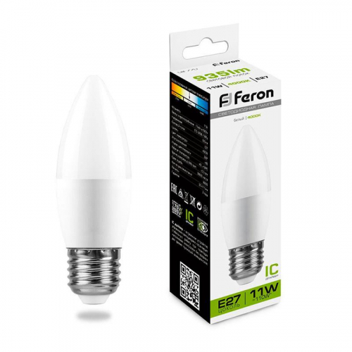 Лампа светодиодная LB-770 11Вт C37 свеча 4000К E27 230В FERON 25944