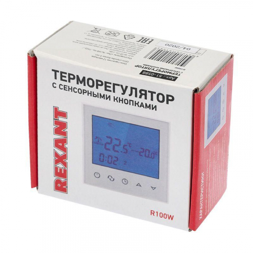 Терморегулятор с автоматическим программированием и сенсорными кнопками R100W (бел.) Rexant 51-0588 фото 4