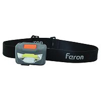 Фонарь налобный светодиодный аккумуляторный 3Вт 1COB USB IP44 пластик TH2301 FERON 41680