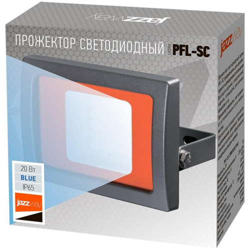 Прожектор светодиодный PFL-SC Blue 20Вт IP65 190-260В ДО закален. стекло JazzWay 5010475 фото 5