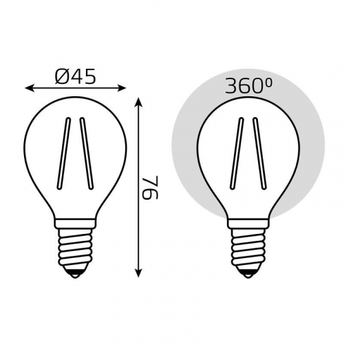 Лампа светодиодная филаментная Basic Filament 4Вт Шар 3000К E14 480лм GAUSS 50512142 фото 6