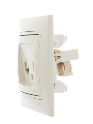 Розетка компьютерная + телефонная 2-м СП Mira RJ45 + RJ11 крем./крем.. LEZARD 701-0303-143 фото 3