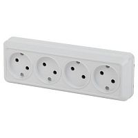 Розетка 4-м ОП Quadro 2-207-01 16А IP20 250В 4х2P бел. Intro Б0053829