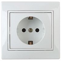 Розетка 1-м СП Plano 1Э-206-01 16А IP20 2P+E 250В Schuko с заземл. защ. шторки без лапок бел. Intro Б0053955