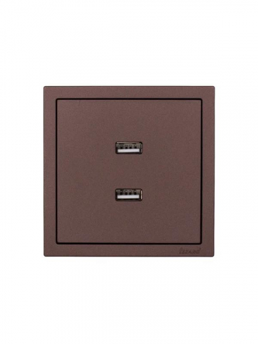 Розетка 2-м СП ZIMA IP20 USB механизм шоколад LEZARD 704-7388-192 фото 3