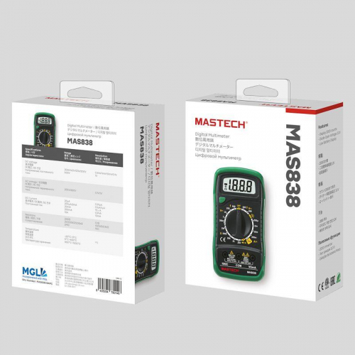 Мультиметр портативный MAS838 в кожухе с прозвонкой и измерением температуры Mastech 13-2008 фото 9