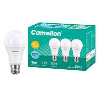 Лампа светодиодная LED11-A60-3/845/E27 11Вт грушевидная E27 220В ПРОМО (уп.3шт) Camelion 14711